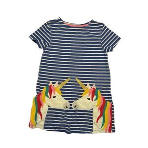 BODEN Unicorn Short Sleeve Appliqué Tunic Dress Size 7-8Y Girls Rainbow Blue